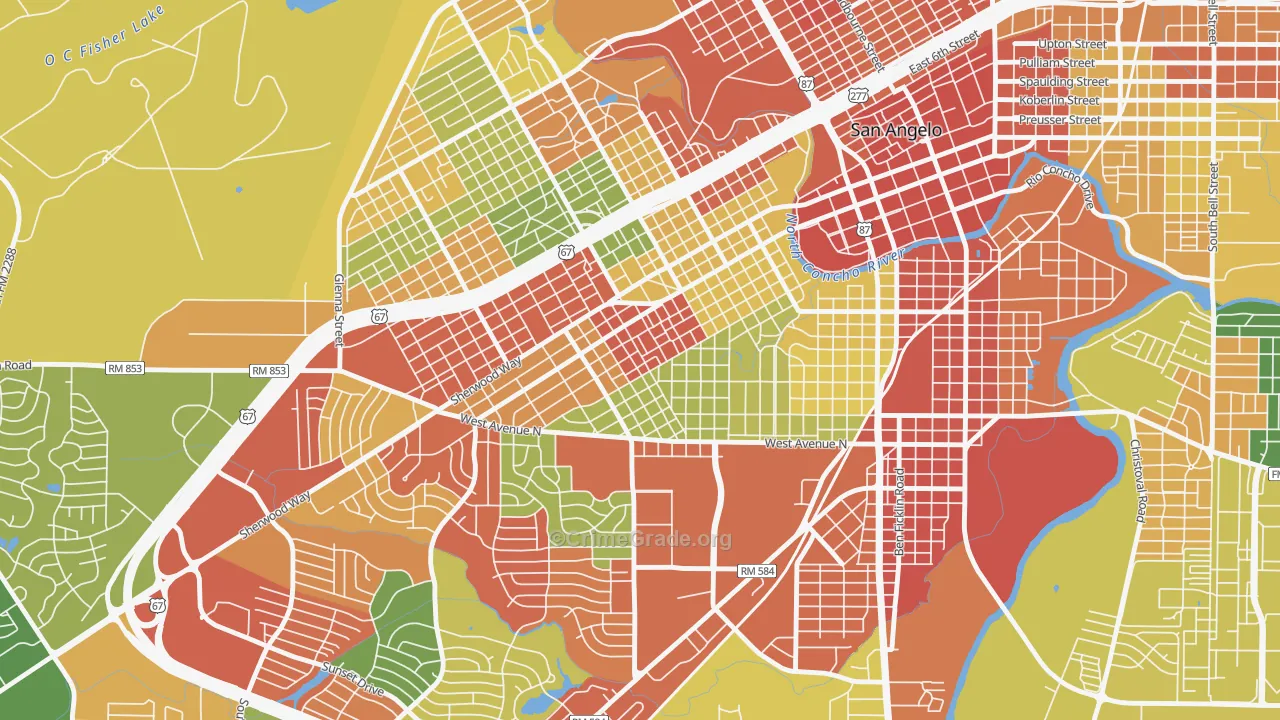 Santa Rita, San Angelo, TX Map of Drug-Related Crime Rates