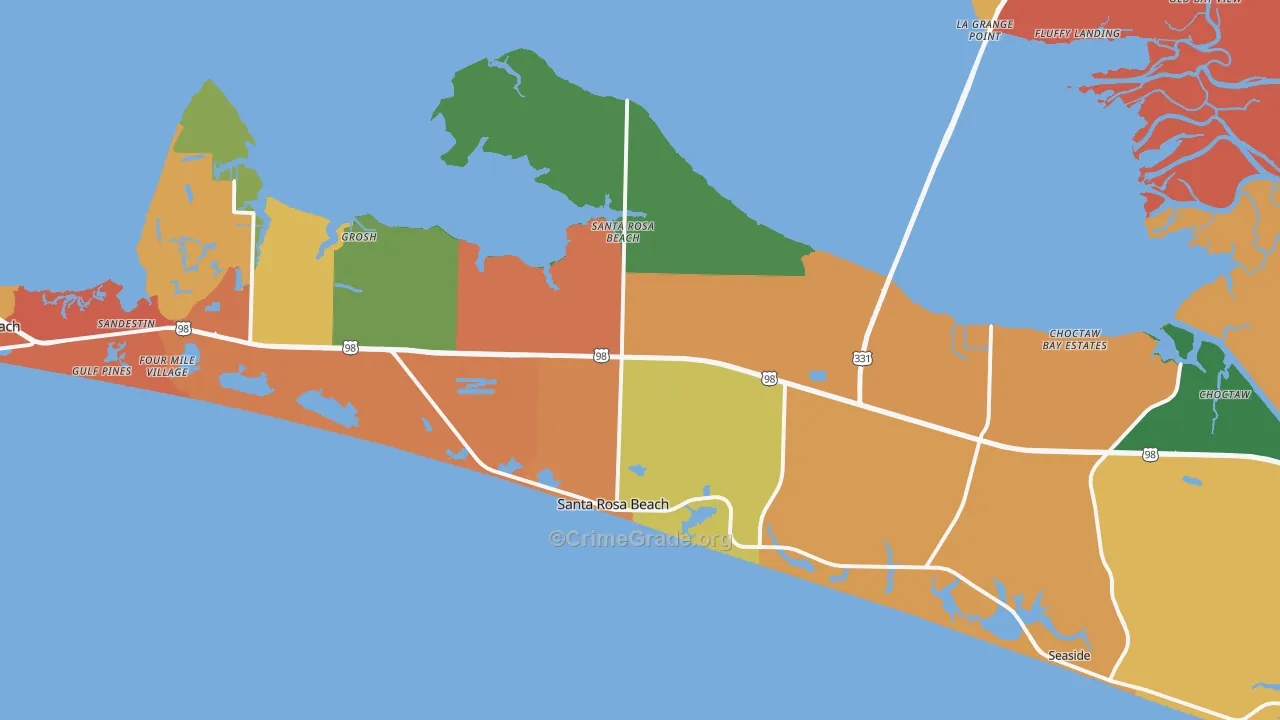 Santa Rosa Beach, FL Map of Drug-Related Crime Rates