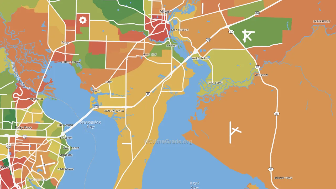 Santa Rosa County, FL Map of Drug-Related Crime Rates