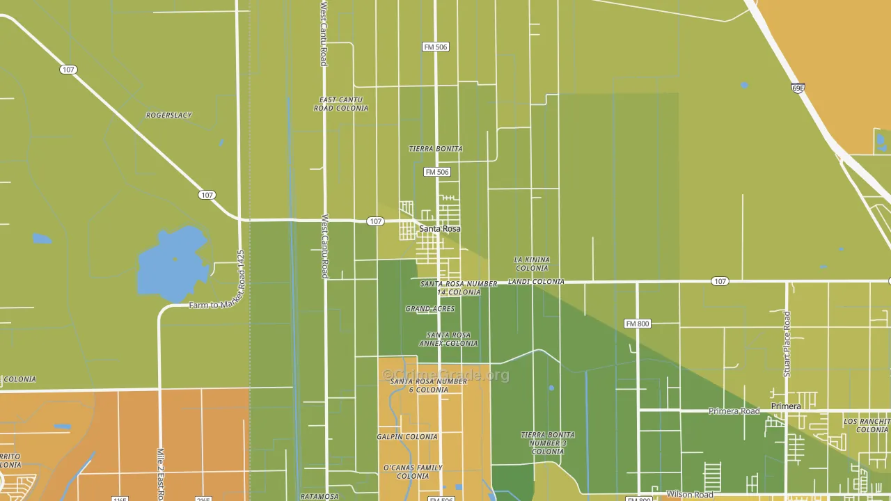 Santa Rosa, TX Map of Drug-Related Crime Rates