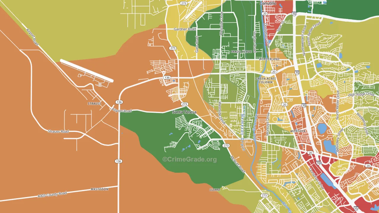 Santa Teresa, NM Map of Drug-Related Crime Rates