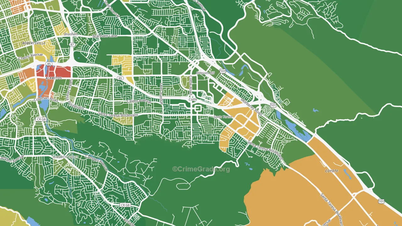 Santa Teresa, San Jose, CA Map of Drug-Related Crime Rates