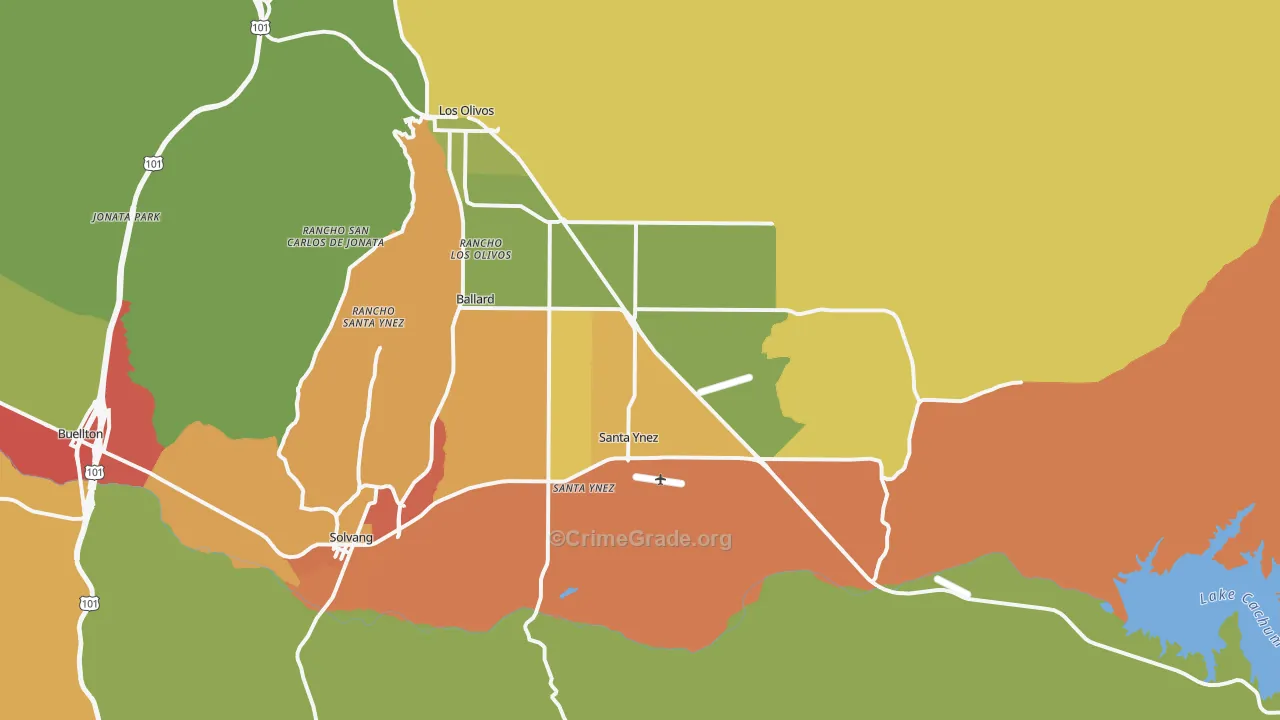 Santa Ynez, CA Map of Drug-Related Crime Rates
