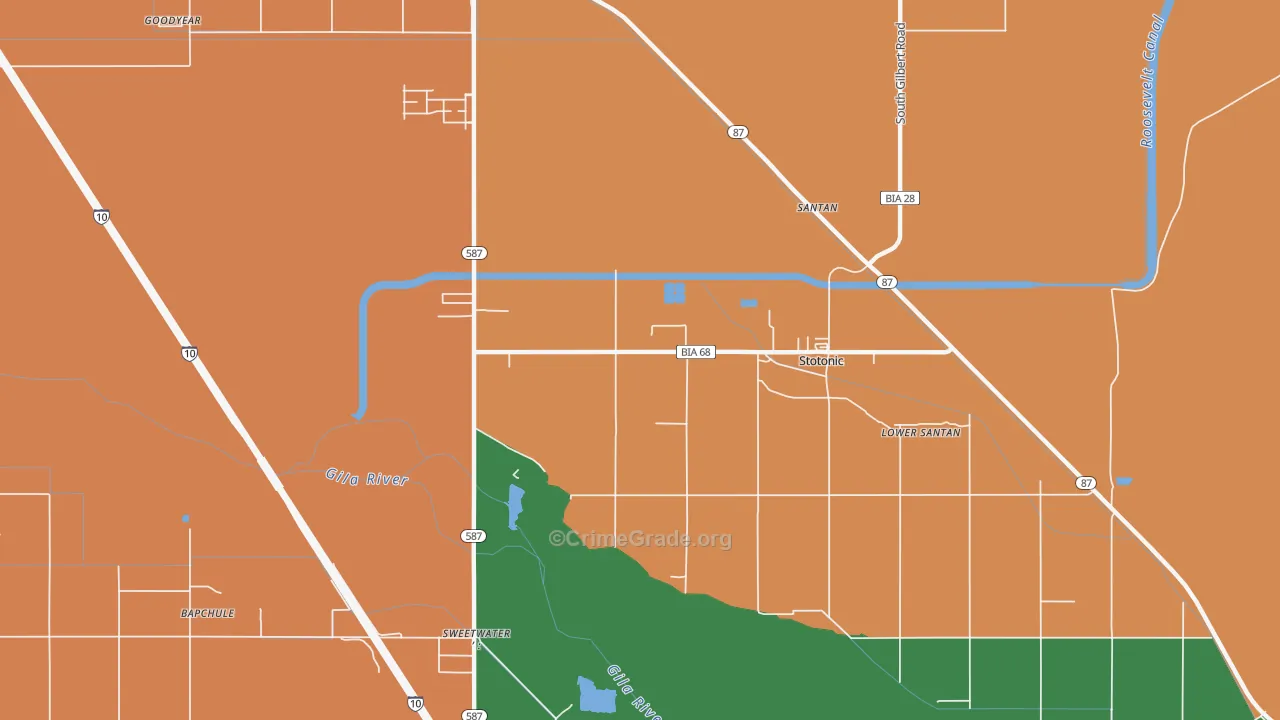 Santan, AZ Map of Drug-Related Crime Rates