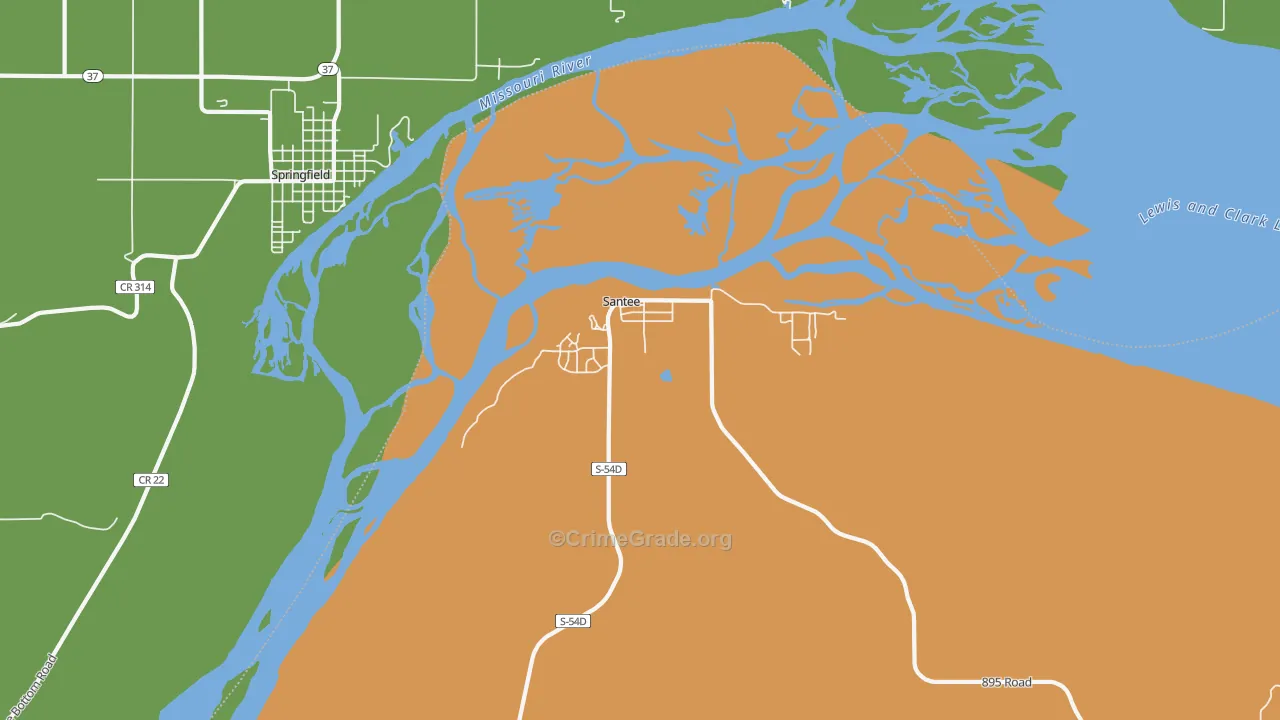 Santee, NE Map of Drug-Related Crime Rates