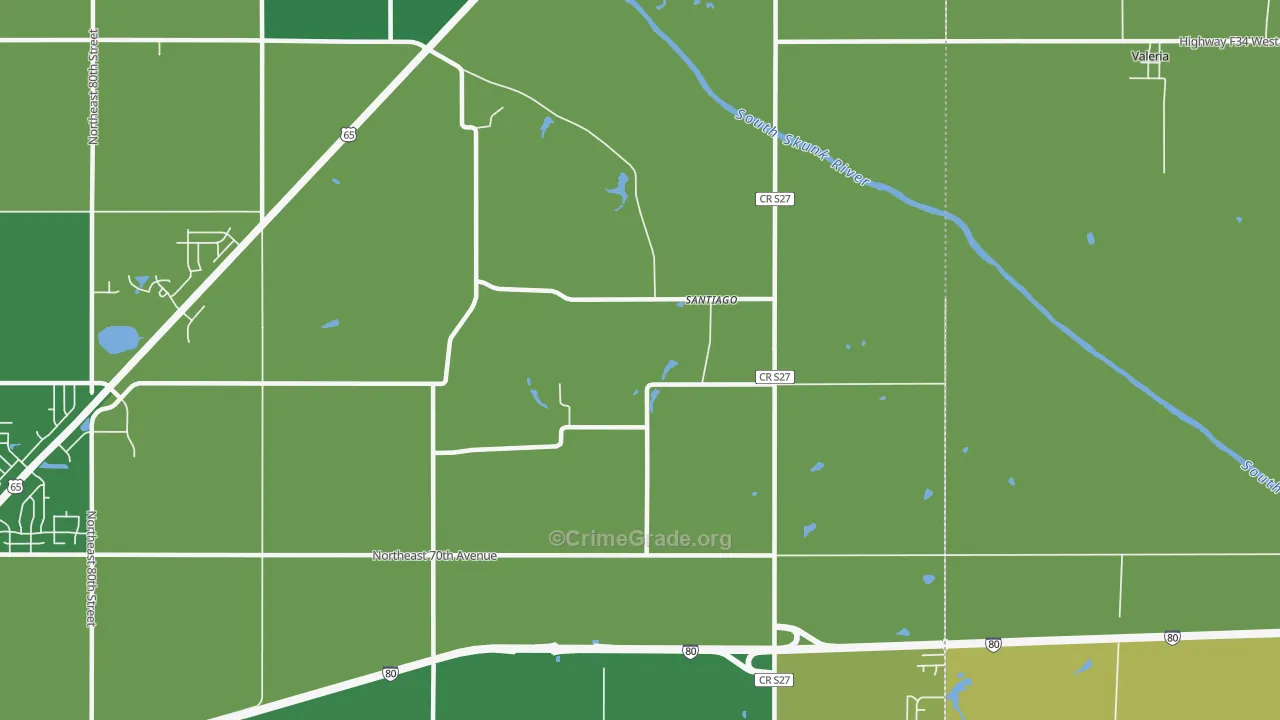 Santiago, IA Map of Drug-Related Crime Rates
