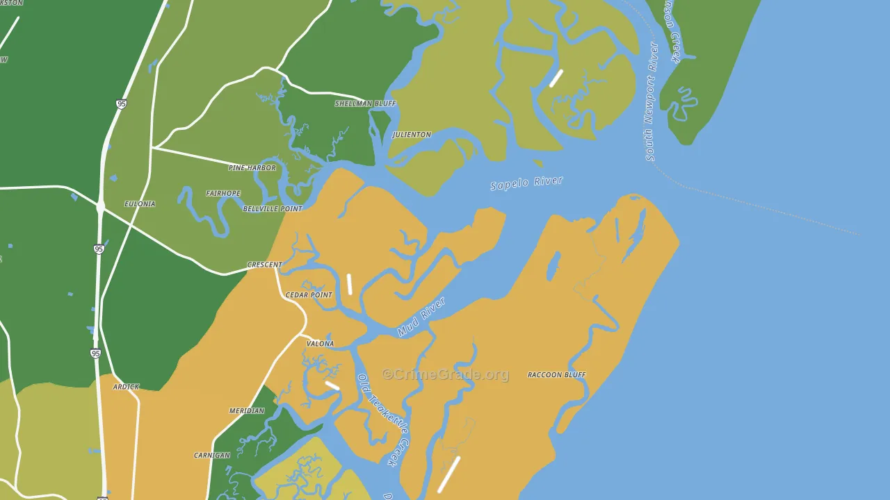 Sapelo Island, GA Map of Drug-Related Crime Rates