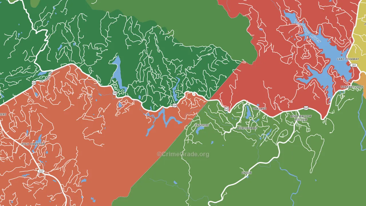 Sapphire, NC Map of Drug-Related Crime Rates