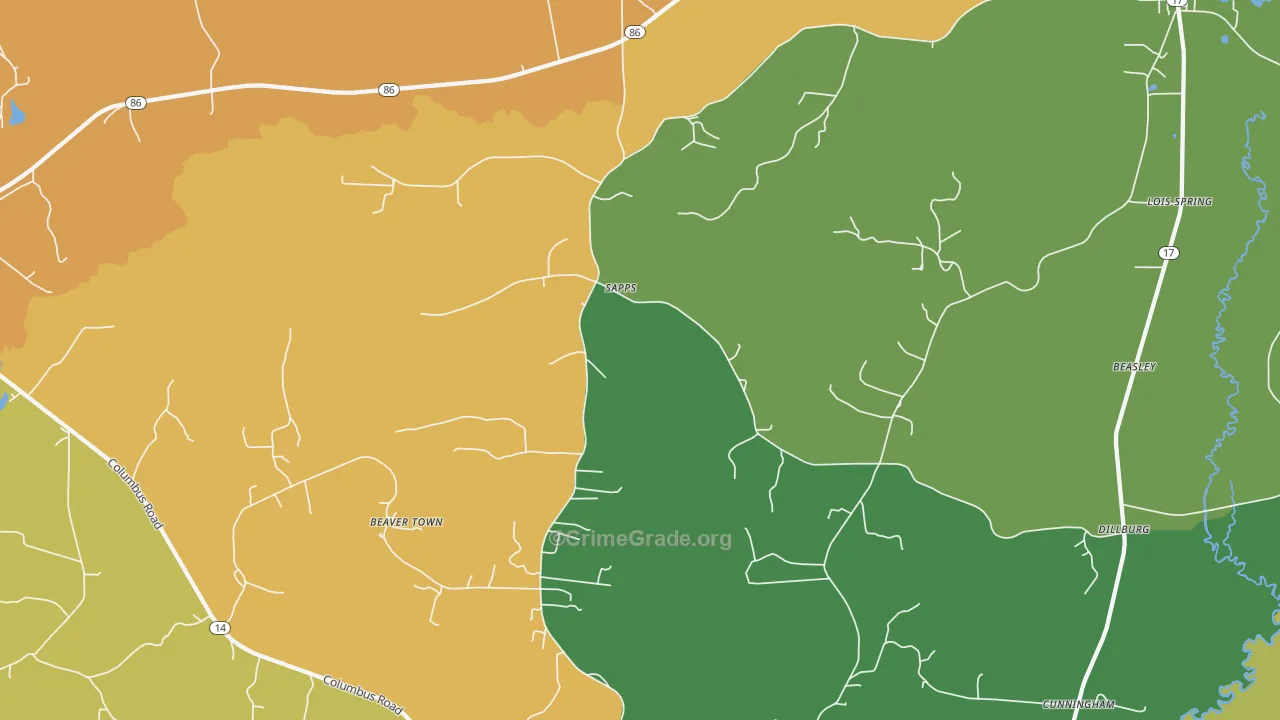 Sapps, AL Map of Drug-Related Crime Rates