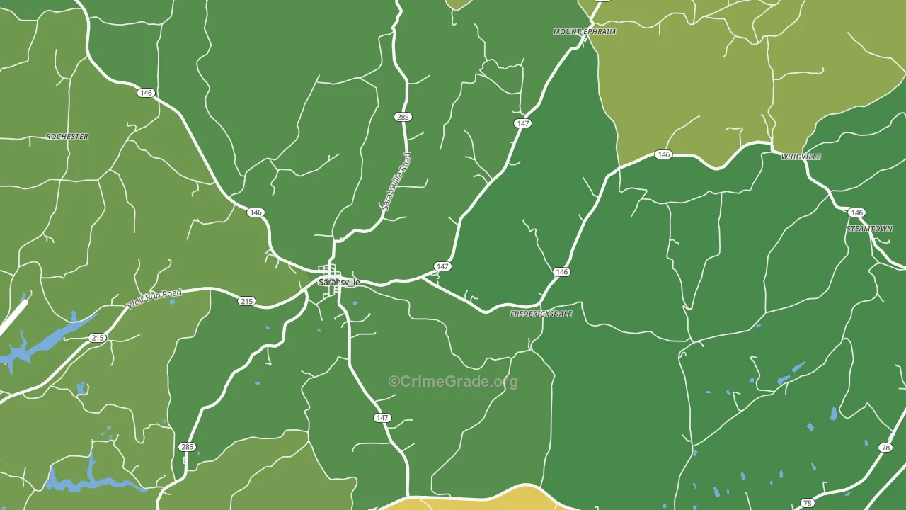 Sarahsville, OH Map of Drug-Related Crime Rates