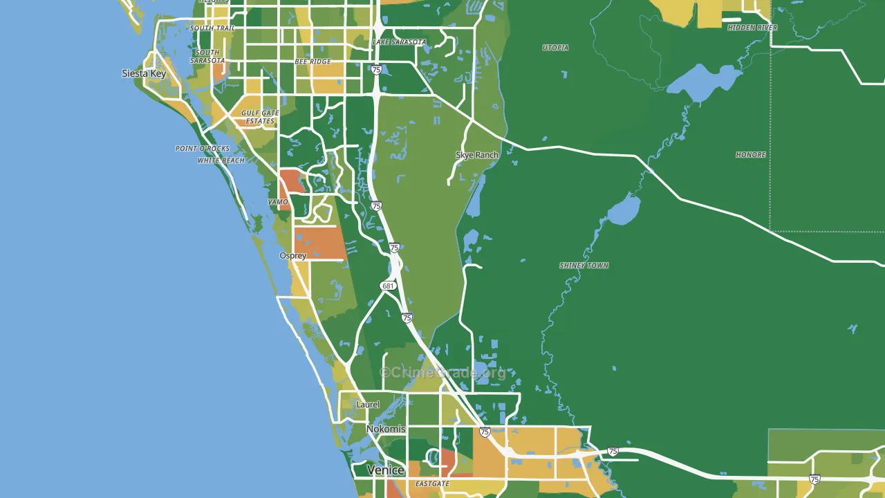 Sarasota County, FL Map of Drug-Related Crime Rates