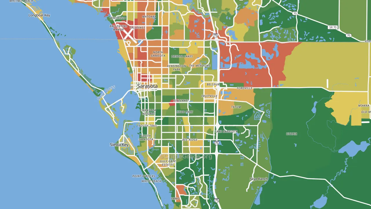 Sarasota, FL Map of Drug-Related Crime Rates