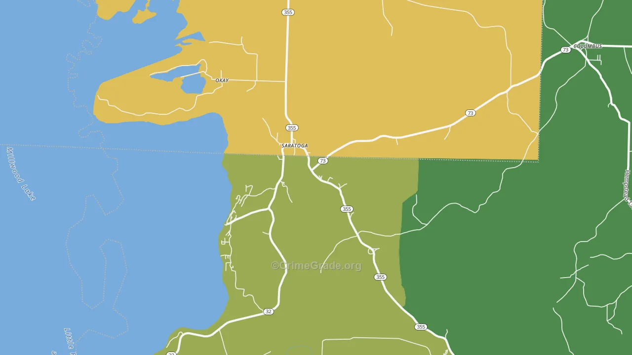 Saratoga, AR Map of Drug-Related Crime Rates