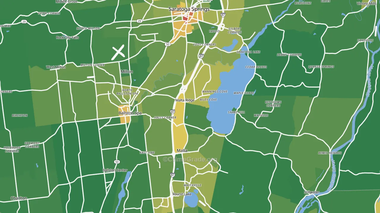 Saratoga County, NY Map of Drug-Related Crime Rates