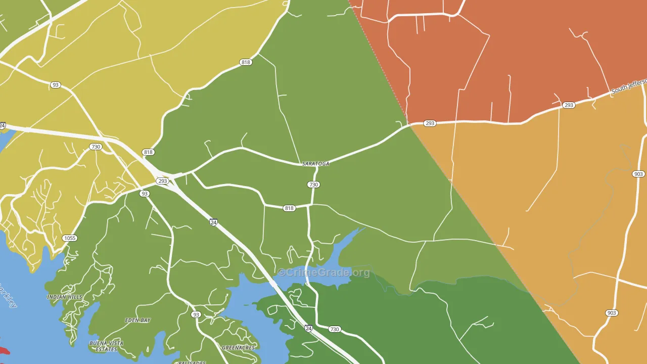 Saratoga, KY Map of Drug-Related Crime Rates