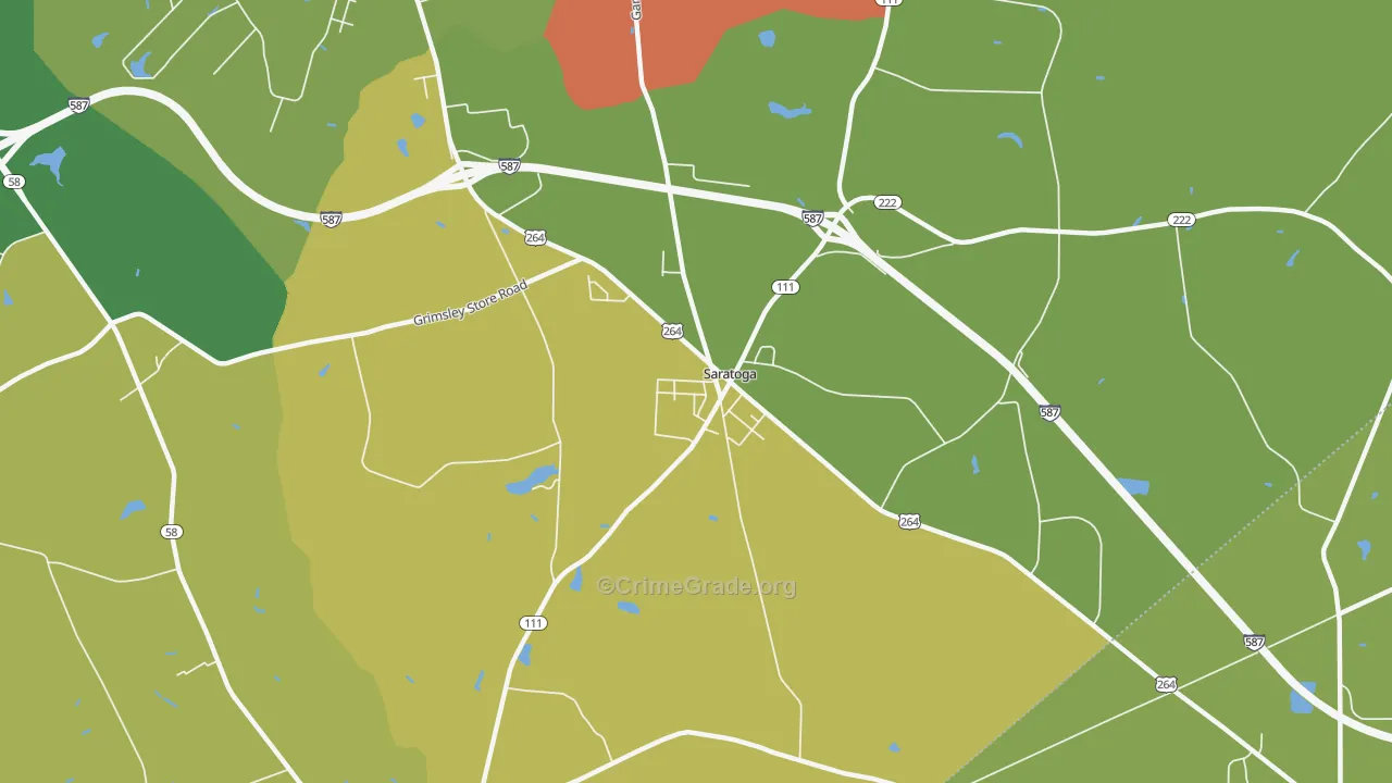 Saratoga, NC Map of Drug-Related Crime Rates