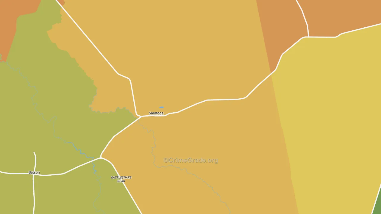 Saratoga, TX Map of Drug-Related Crime Rates