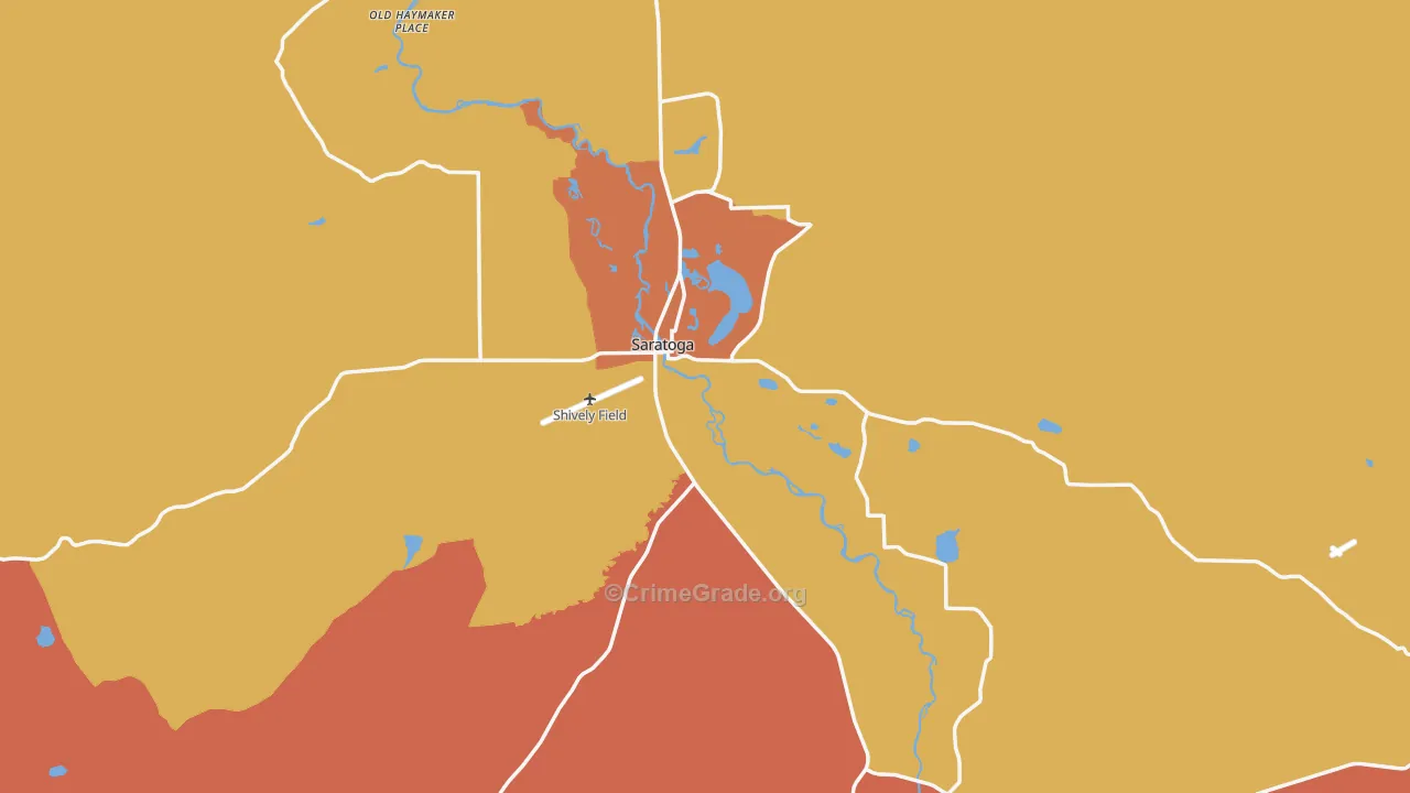 Saratoga, WY Map of Drug-Related Crime Rates