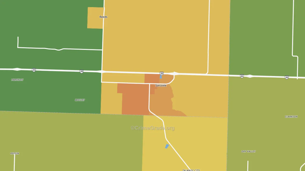 Sarcoxie, MO Map of Drug-Related Crime Rates