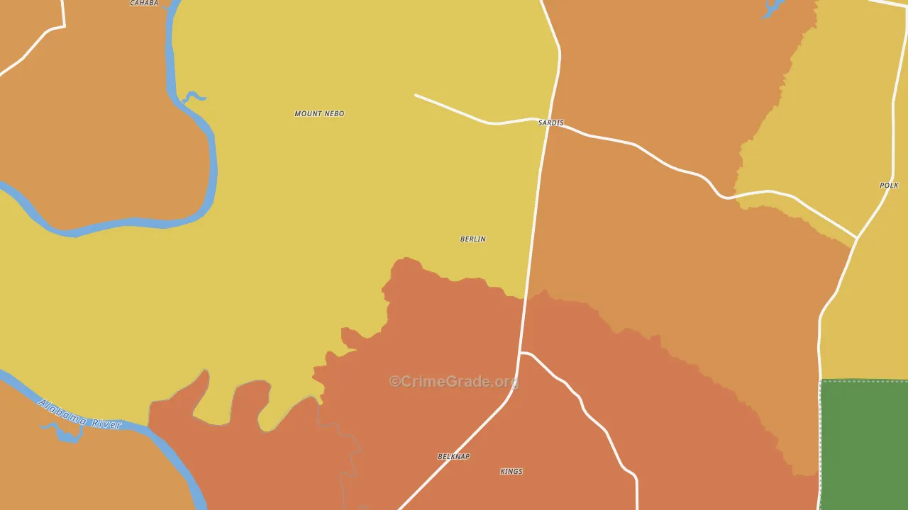Sardis, AL Map of Drug-Related Crime Rates