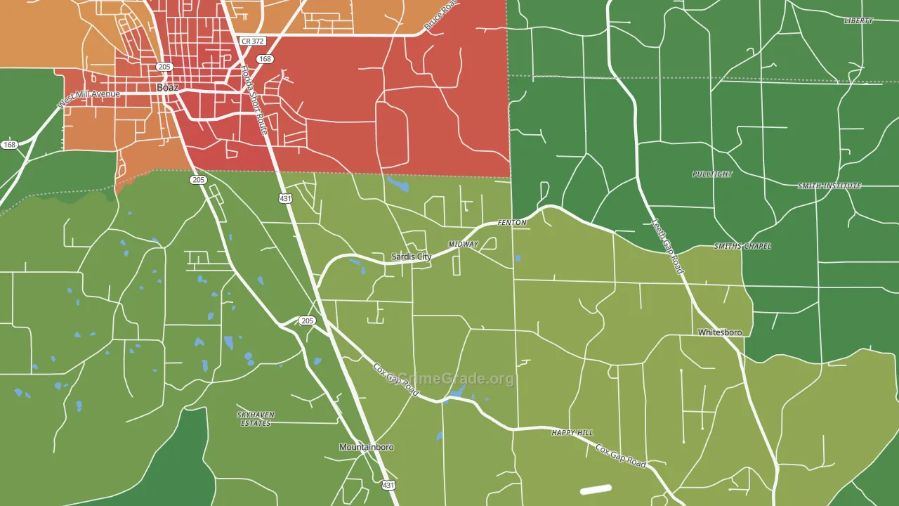 Sardis City, AL Map of Drug-Related Crime Rates