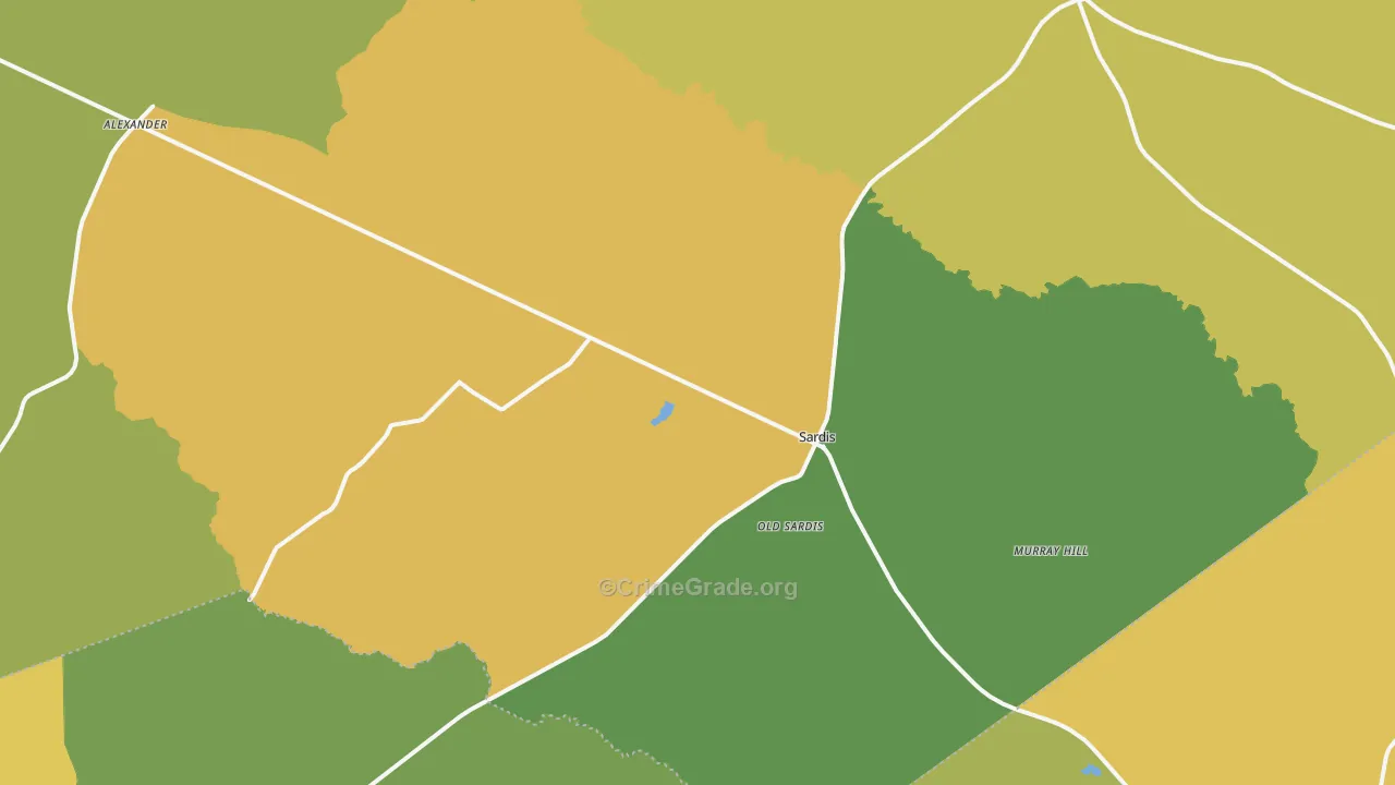 Sardis, GA Map of Drug-Related Crime Rates