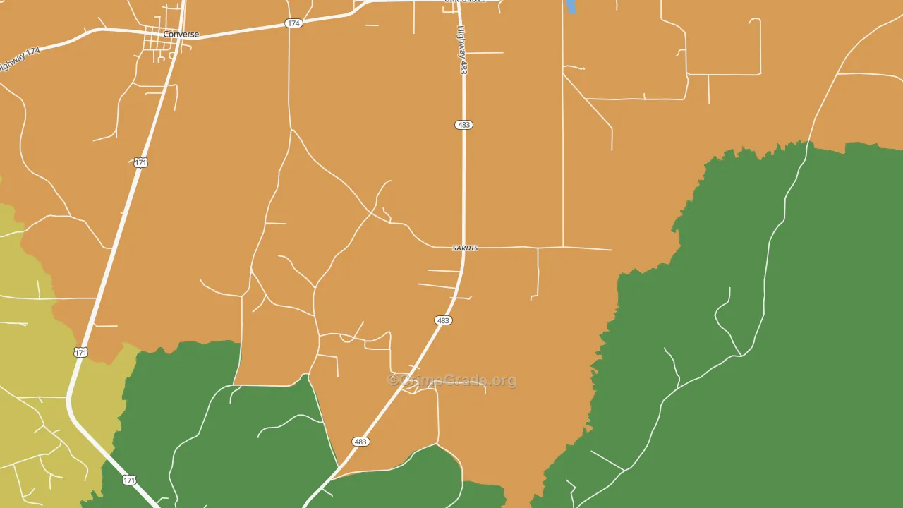 Sardis, LA Map of Drug-Related Crime Rates