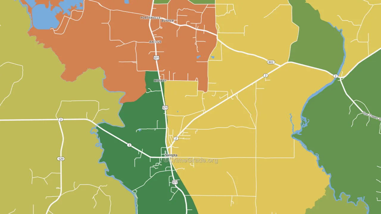 Sarepta, LA Map of Drug-Related Crime Rates
