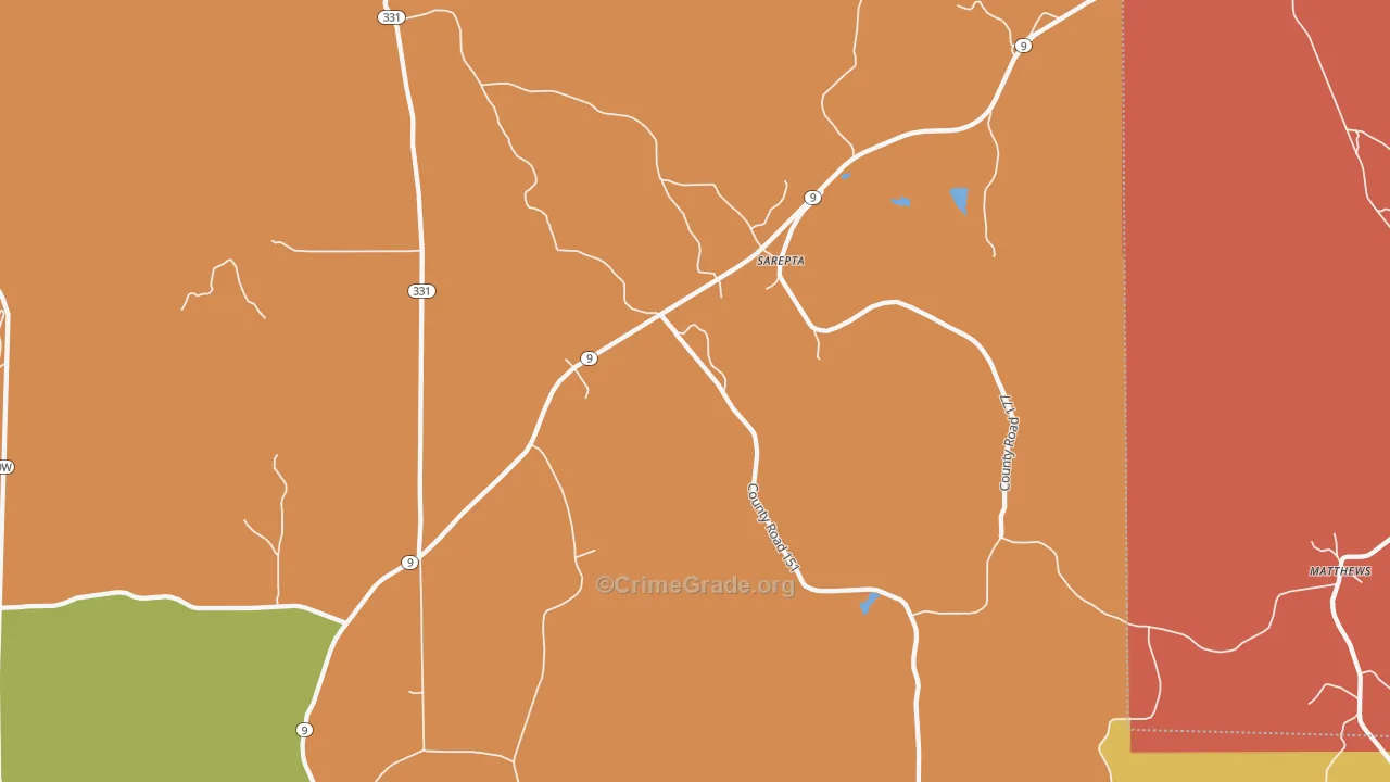 Sarepta, MS Map of Drug-Related Crime Rates