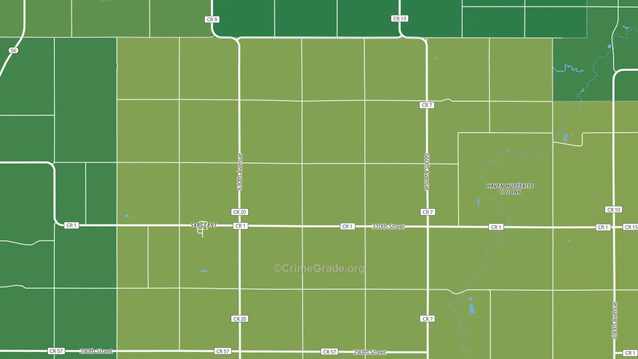 Sargeant, MN Map of Drug-Related Crime Rates