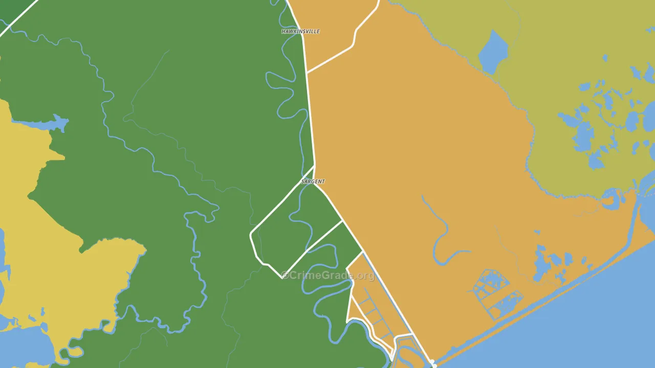 Sargent, TX Map of Drug-Related Crime Rates