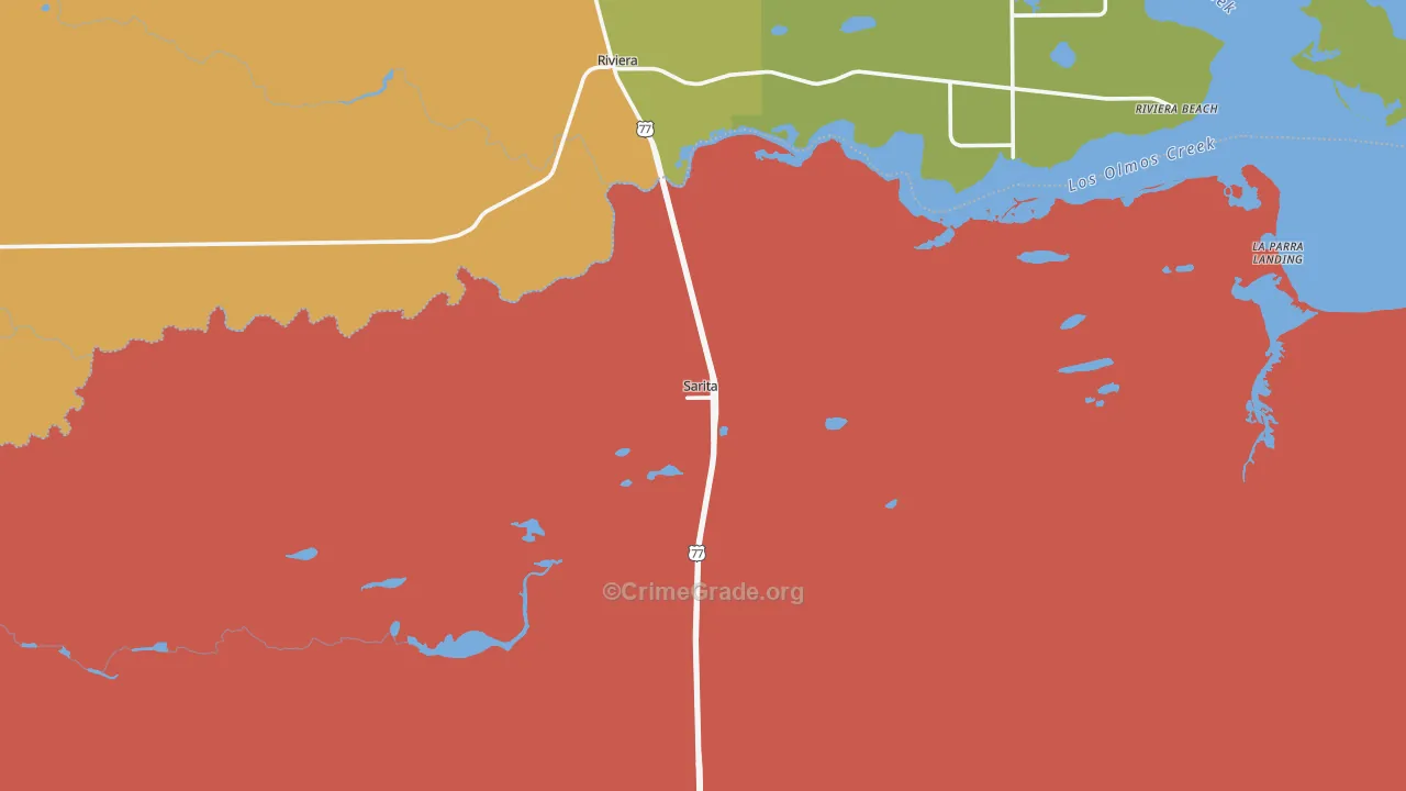 Sarita, TX Map of Drug-Related Crime Rates