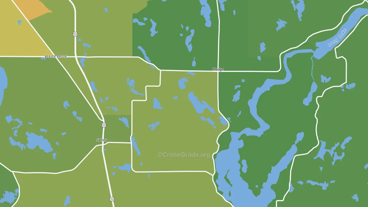 Sarona, WI Map of Drug-Related Crime Rates