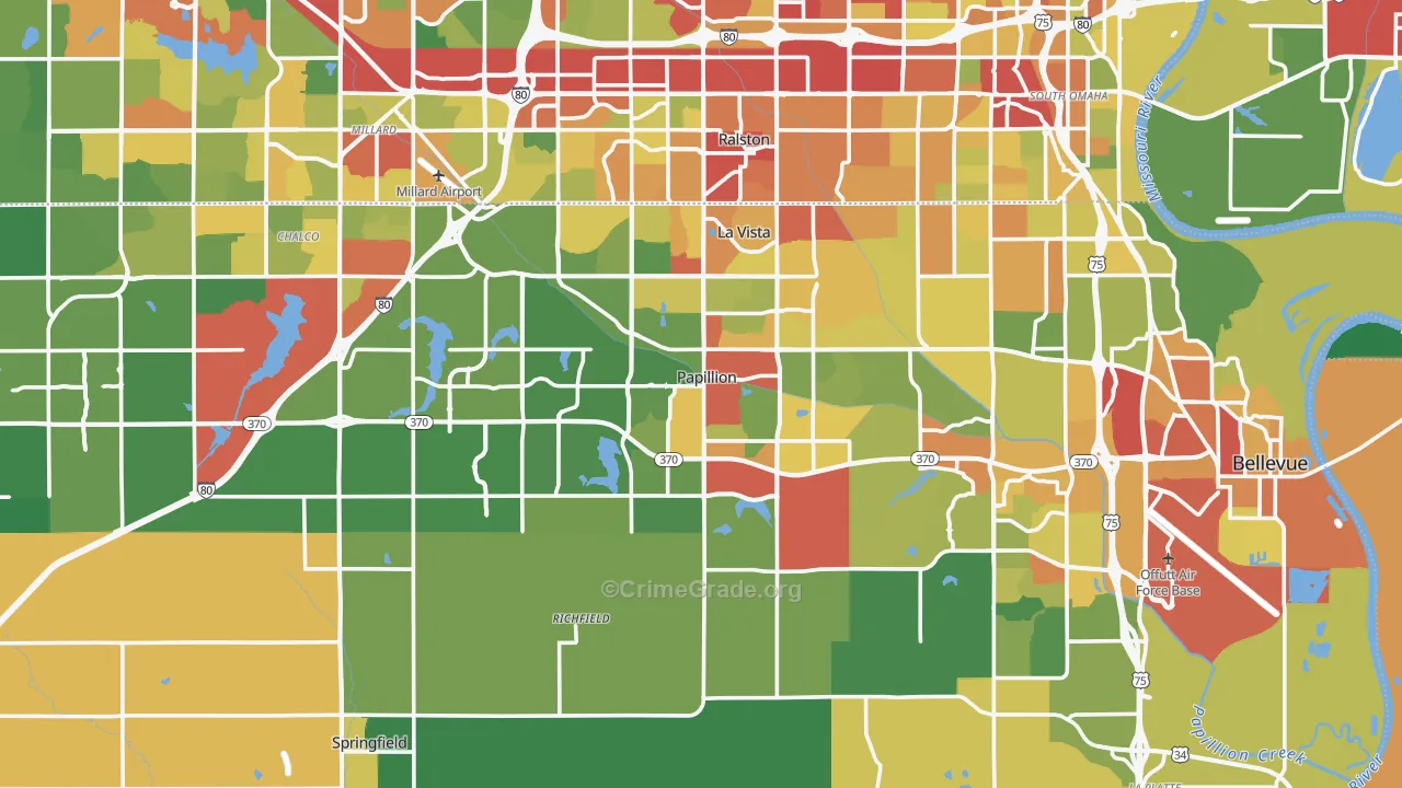 Sarpy County, NE Map of Drug-Related Crime Rates