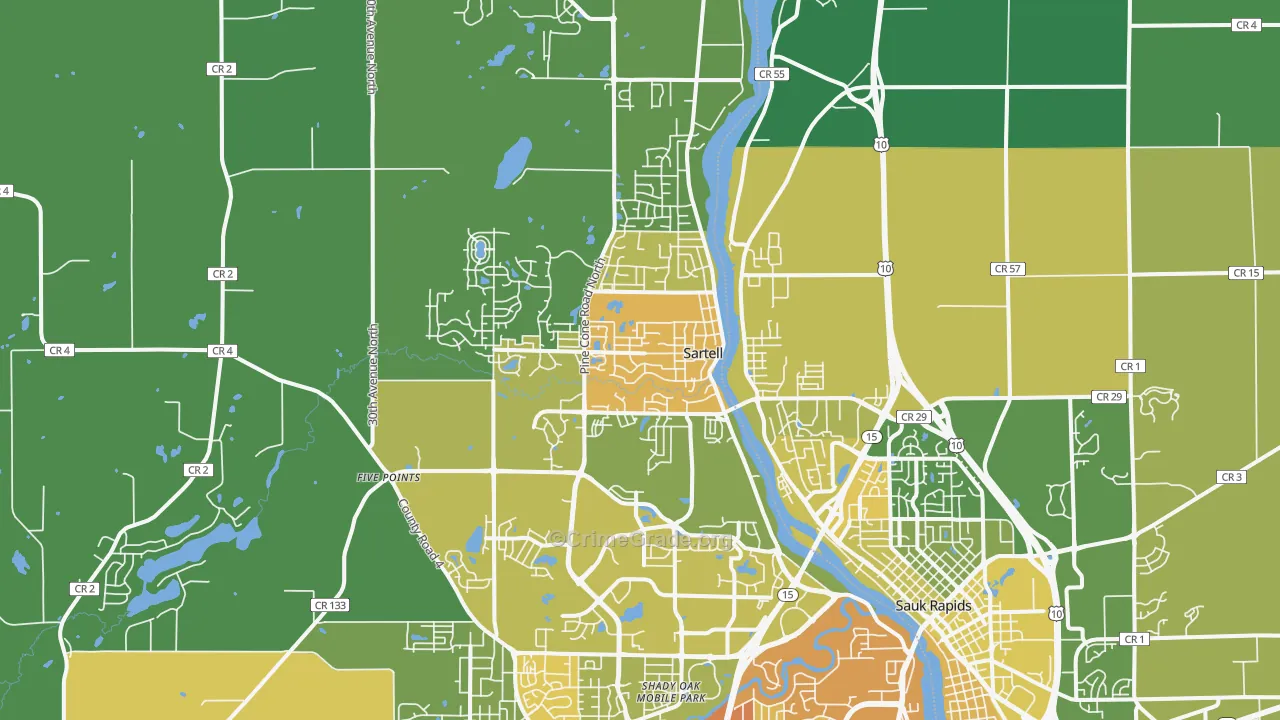 Sartell, MN Map of Drug-Related Crime Rates