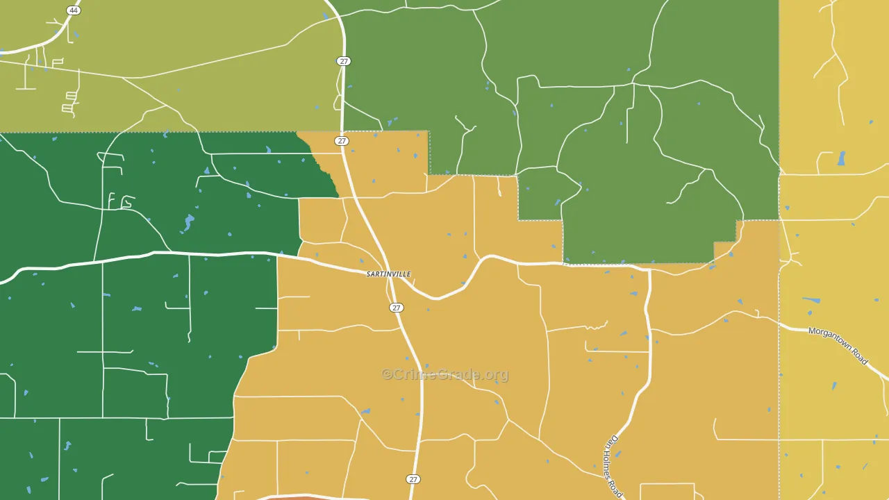 Sartinsville, MS Map of Drug-Related Crime Rates