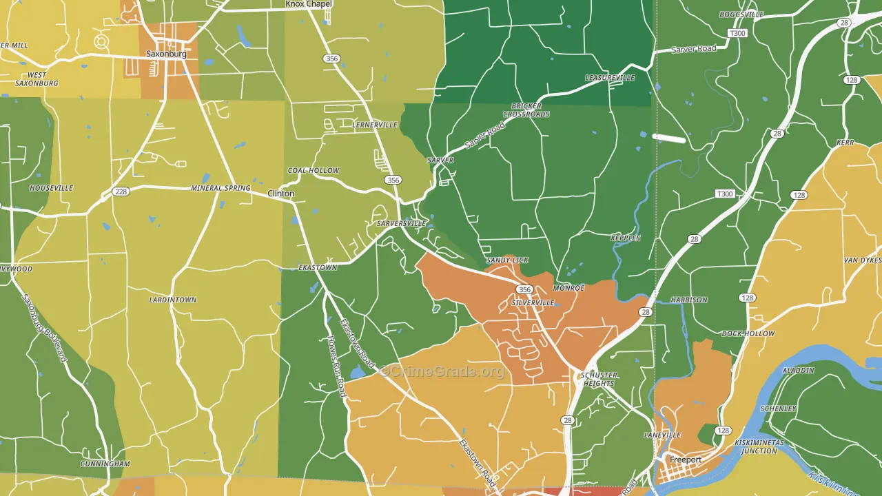 Sarver, PA Map of Drug-Related Crime Rates