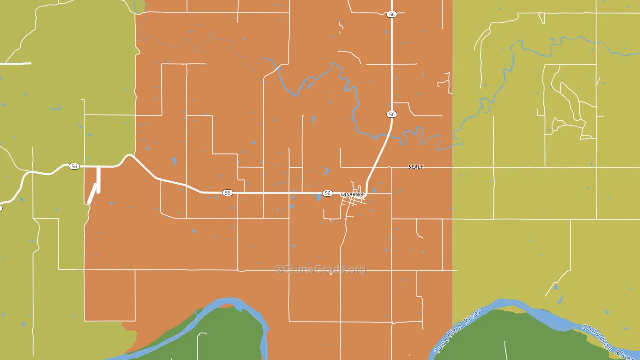 Sasakwa, OK Map of Drug-Related Crime Rates