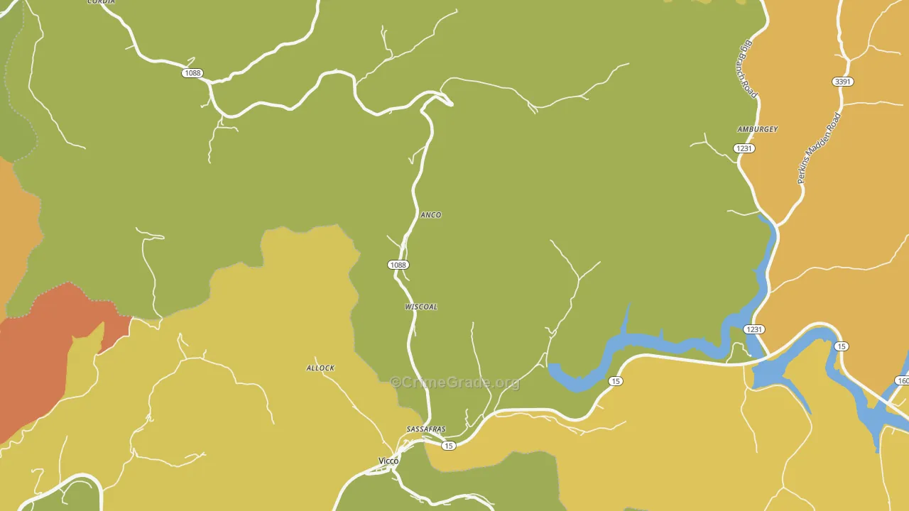 Sassafras, KY Map of Drug-Related Crime Rates