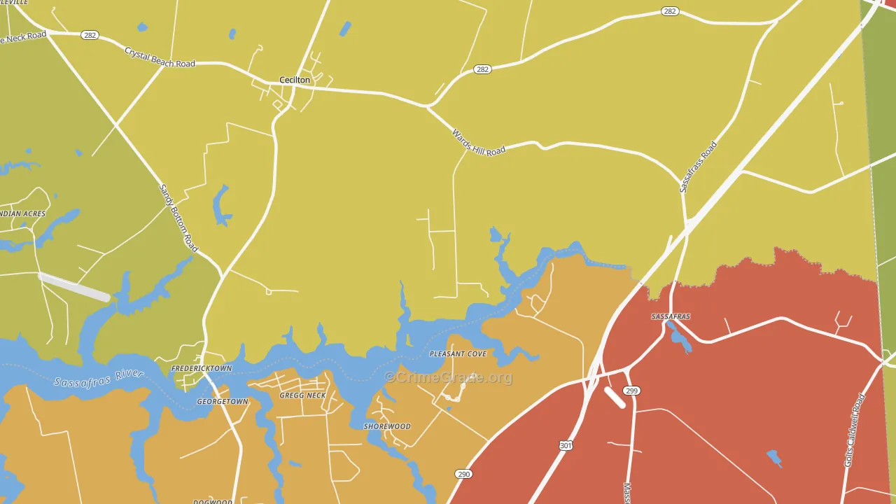 Sassafras, MD Map of Drug-Related Crime Rates