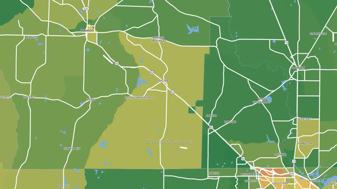 Sasser, GA Map of Drug-Related Crime Rates