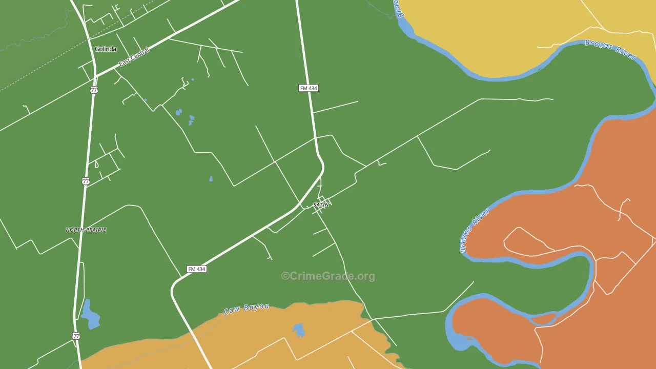 Satin, TX Map of Drug-Related Crime Rates