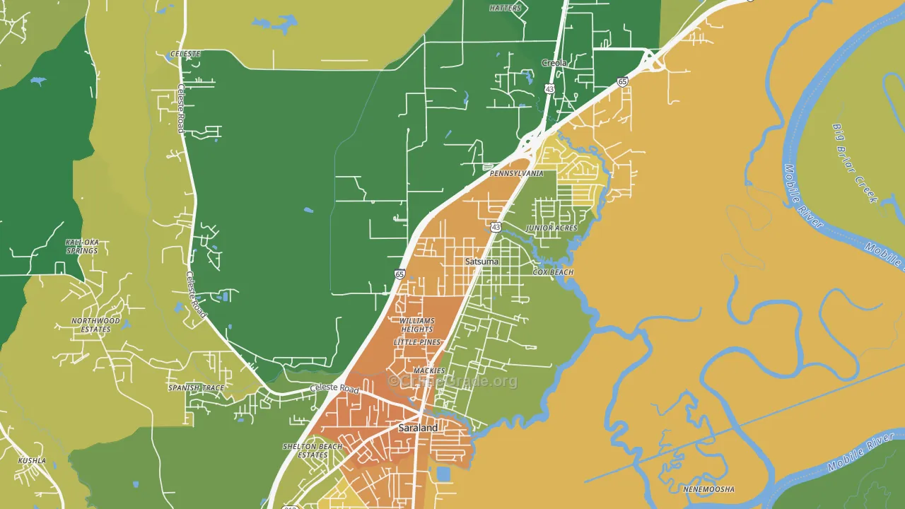 Satsuma, AL Map of Drug-Related Crime Rates