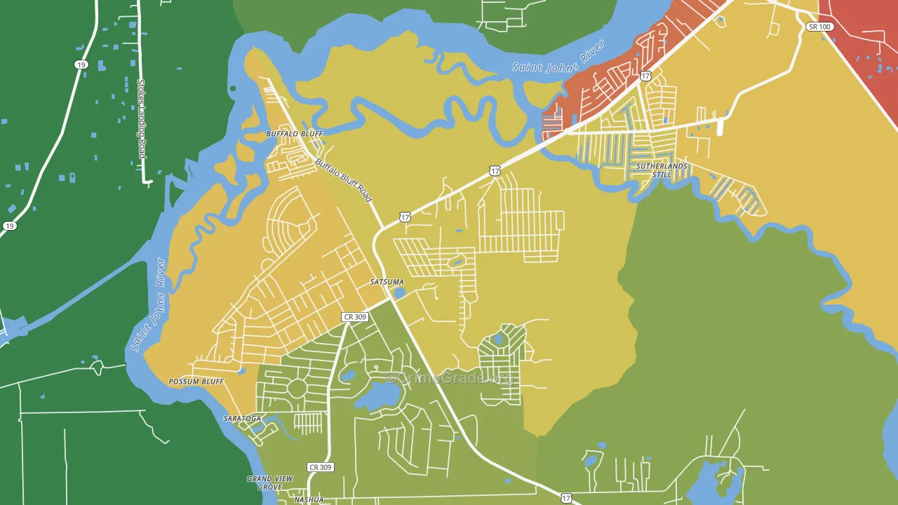Satsuma, FL Map of Drug-Related Crime Rates