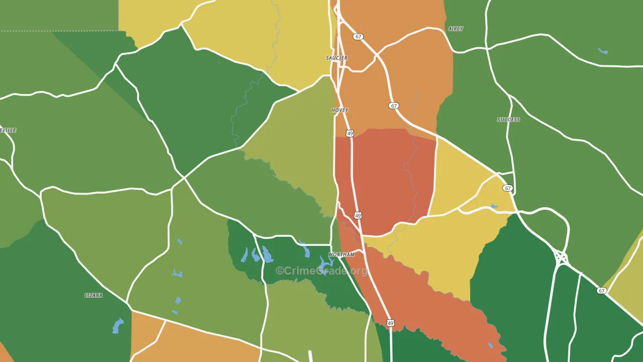 Saucier, MS Map of Drug-Related Crime Rates
