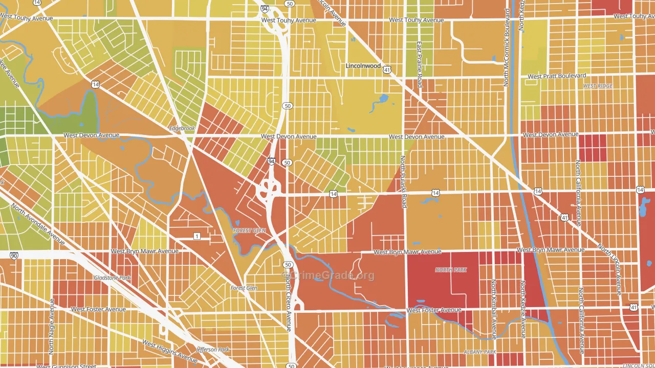 Sauganash, Chicago, IL Map of Drug-Related Crime Rates