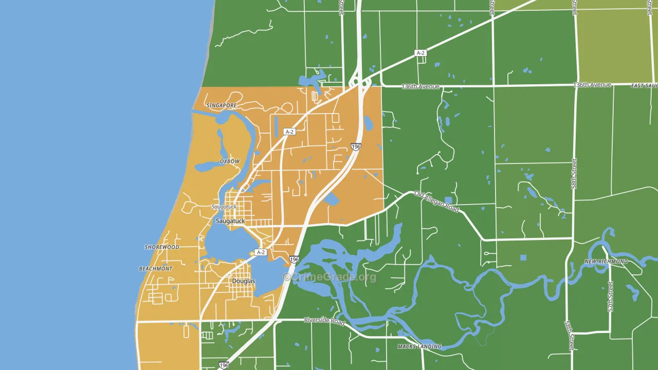 Saugatuck, MI Map of Drug-Related Crime Rates