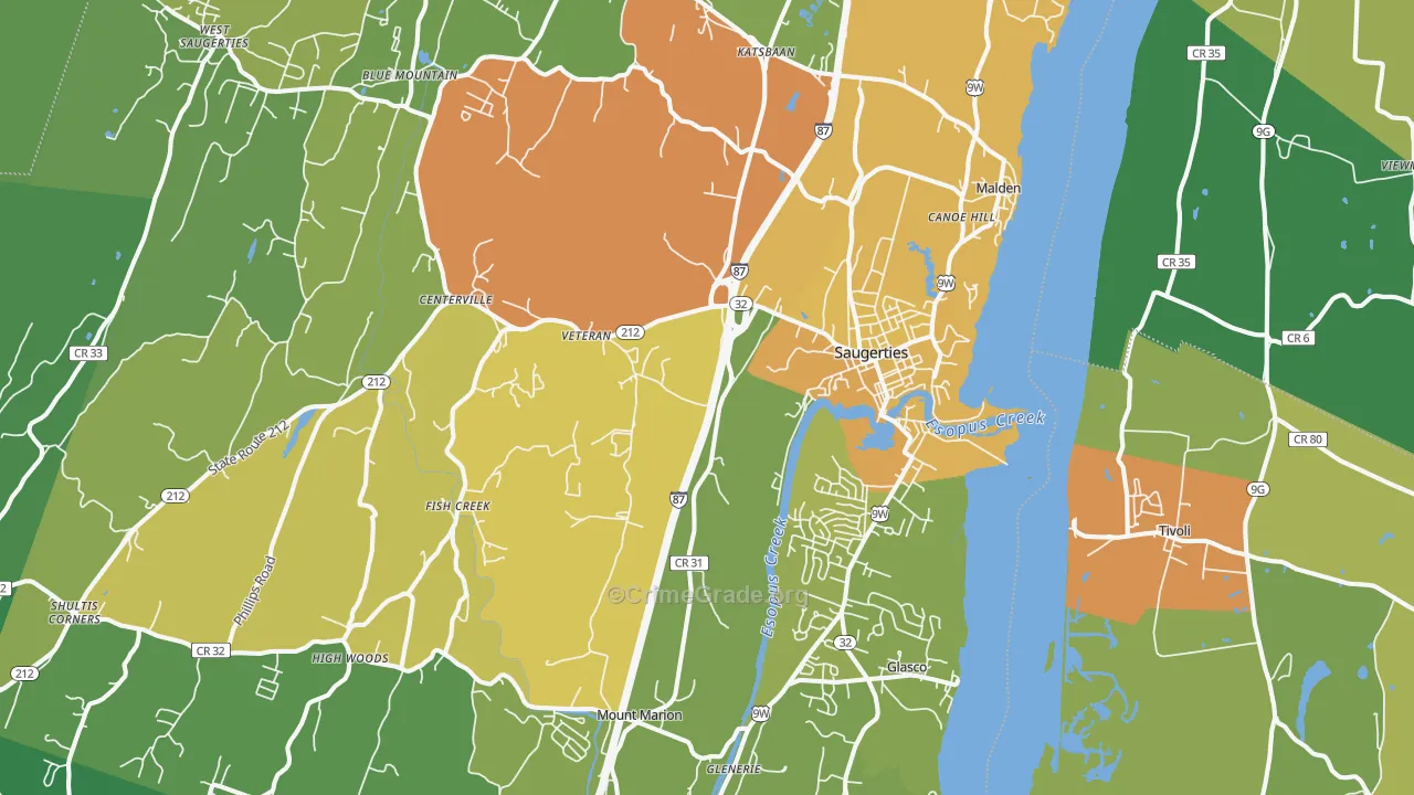 Saugerties, NY Map of Drug-Related Crime Rates