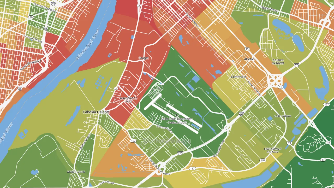 Sauget, IL Map of Drug-Related Crime Rates