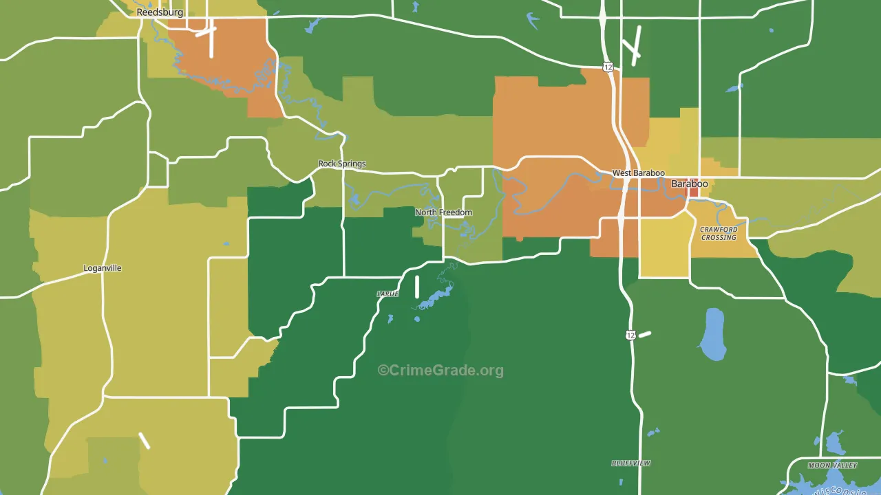 Sauk County, WI Map of Drug-Related Crime Rates